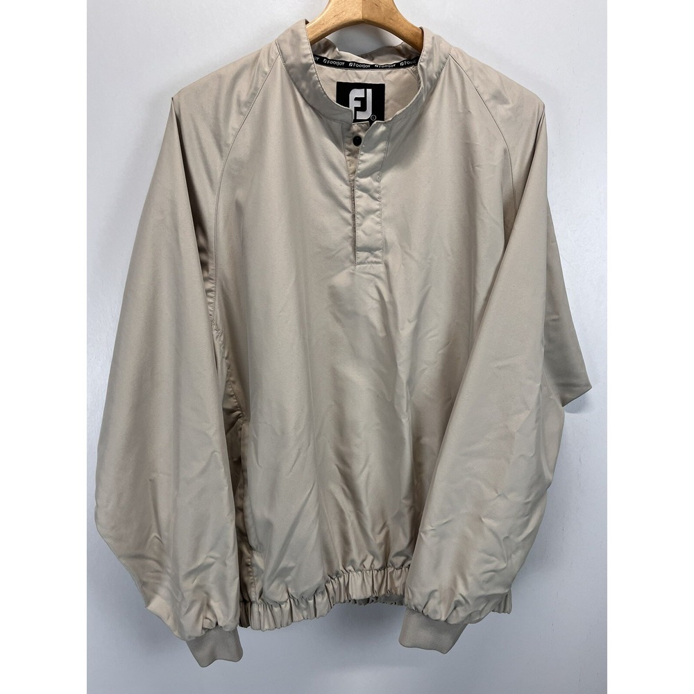 FootJoy Windbreaker Pullover Jacket Sz Large Tan 1/4 Snap Golf Mens